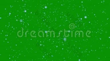 星光闪耀效果在绿屏背景动画上.. 闪烁喜庆或节日装饰。 圣诞星辉4k动画。